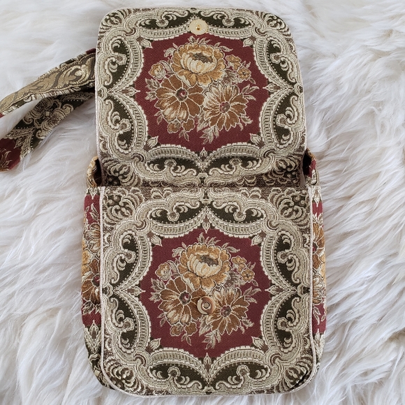 EUC Floral Tapestry Batik Shoulder Handbag - Picture 6 of 11